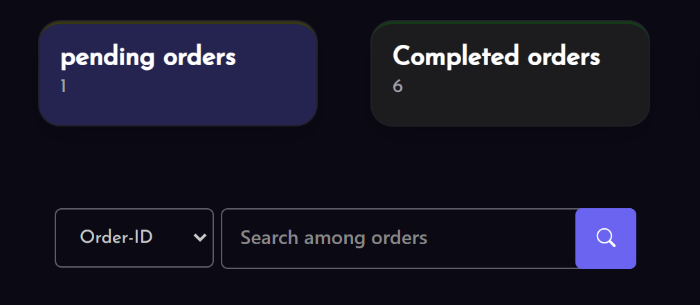 Order search functionality illustration